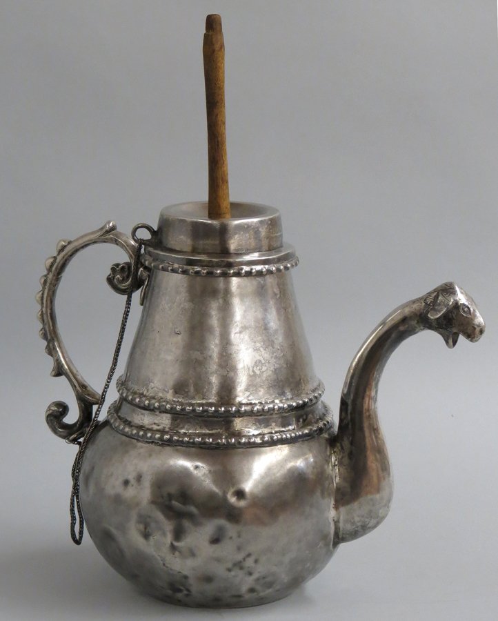 LARGE SPANISH COLONIAL SILVER CHOCOLATERA (1 of 2)