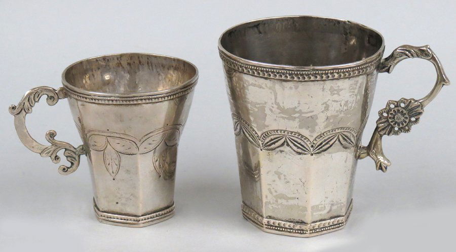 (2) SPANISH COLONIAL SILVER HANDLED CUPS (1 of 1)