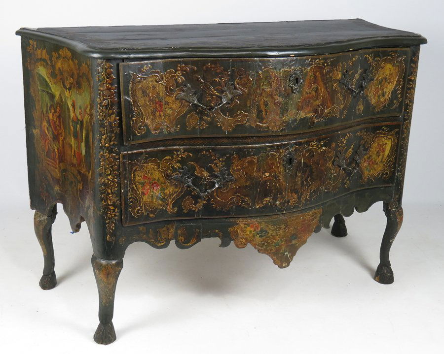 18TH C. VENETIAN SERPENTINE PAINTED COMMODE (1 of 5)