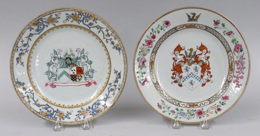 (on 2) CHINESE EXPORT PORCELAIN ARMORIAL PLATES (1 of 3)