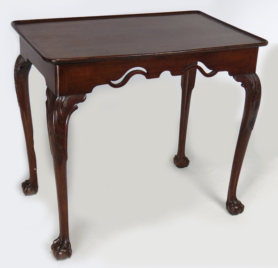 18TH C. GEORGE II IRISH CARVED MAHOGANY TEA TABLE (1 of 1)