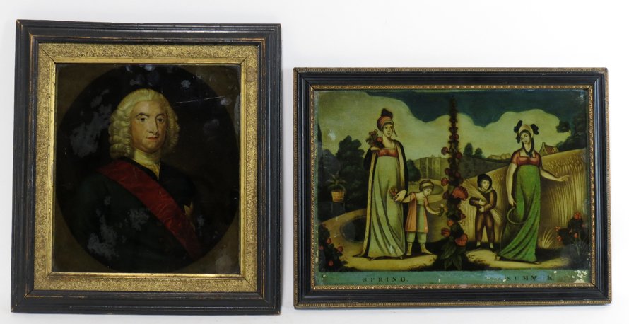(2) REVERSE PAINTINGS ON GLASS (1 of 3)