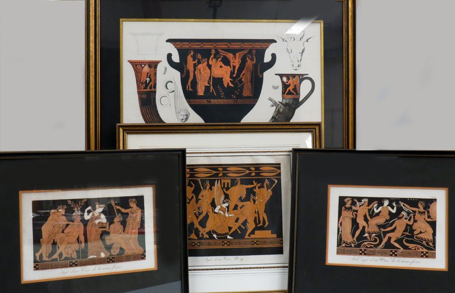 (4) ANCIENT GREEK POTTERY MOTIF PRINTS (1 of 3)