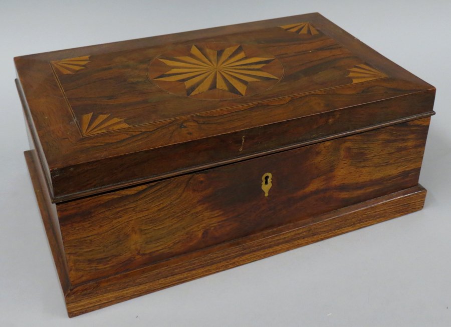 AMERICAN INLAID ROSEWOOD SEWING BOX (1 of 4)