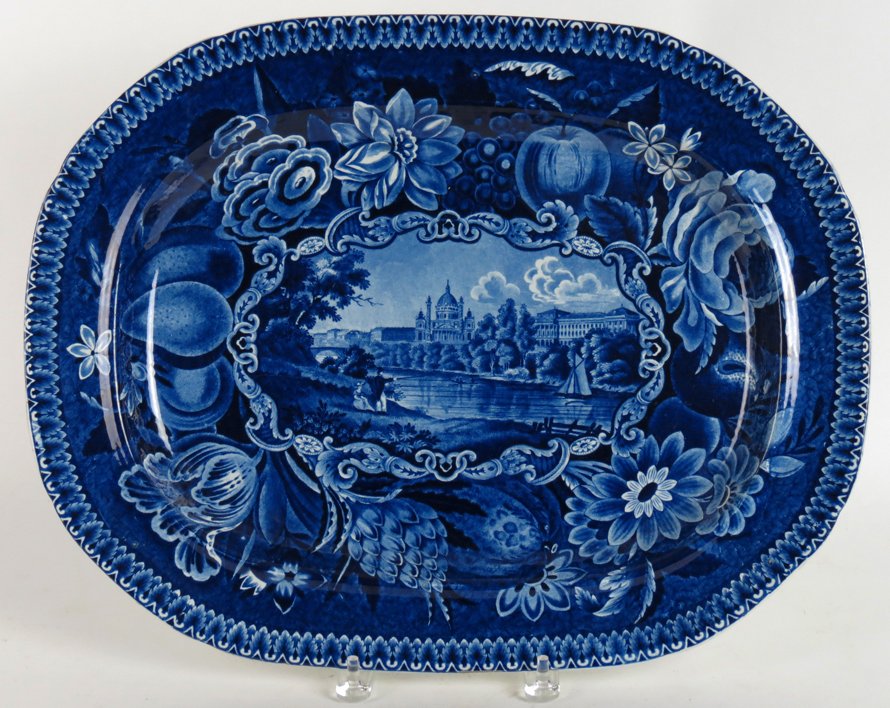 STAFFORDSHIRE HISTORICAL BLUE PLATTER, HALL (1 of 2)