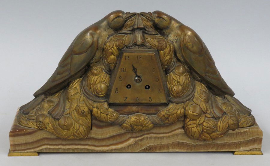 FRENCH ART DECO BRONZE SHELF CLOCK (1 of 3)