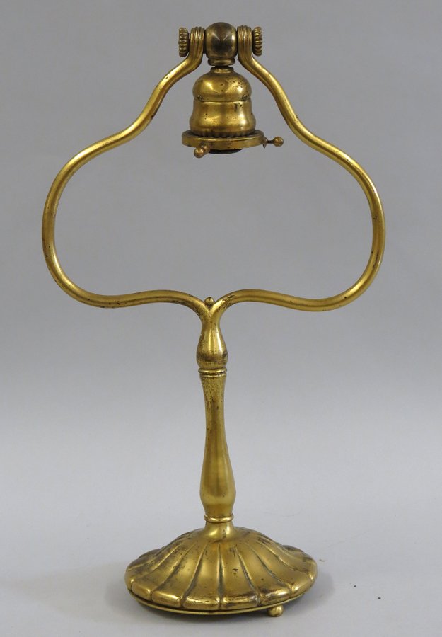 TIFFANY GILT BRONZE DESK LAMP #424: marked: TIFFANY STUDIOS/ NEW YORK/ 424, 17”h
