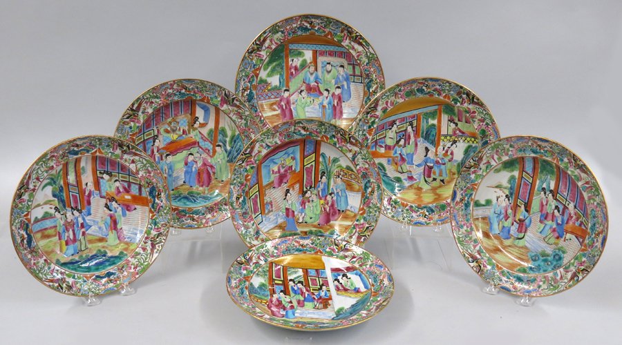 (on 10) SET OF (7) CHINESE EXPORT ROSE MANDARIN SOUP (1 of 1)