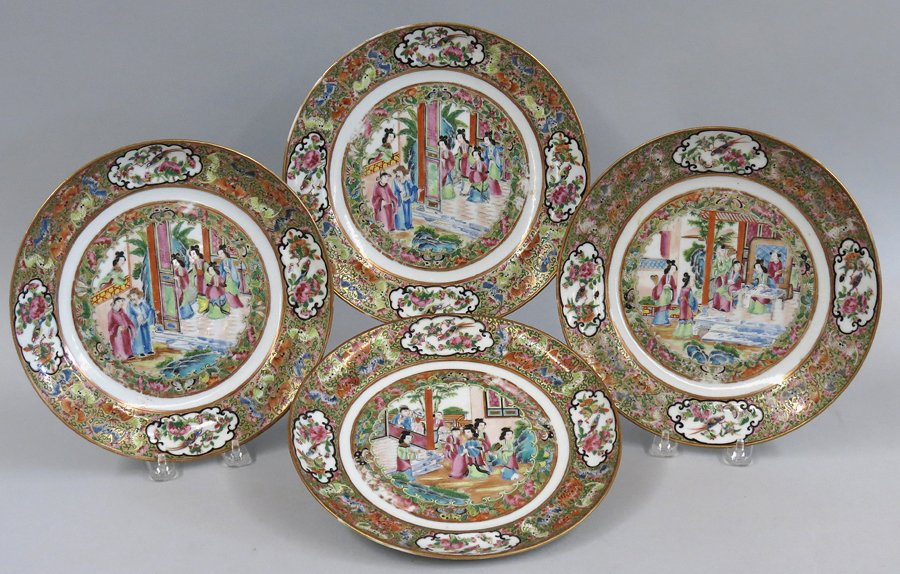 SET OF (4) CHINESE EXPORT MANDARIN DINNER PLATES (1 of 1)