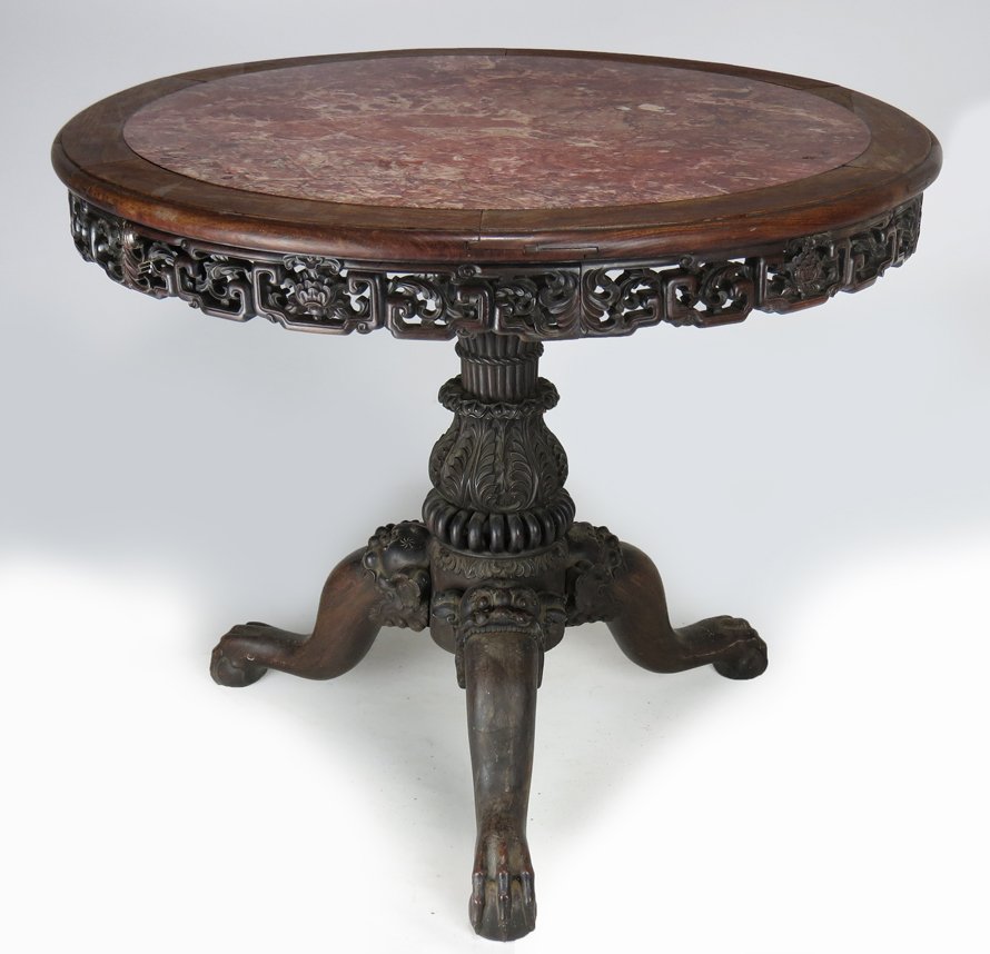 19TH C. CHINESE CARVED HARDWOOD CENTER TABLE (1 of 3)