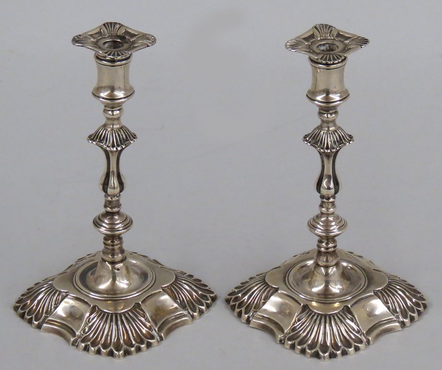 PAIR OF 18TH C. ENGLISH STERLING SILVER TAPER (1 of 2)