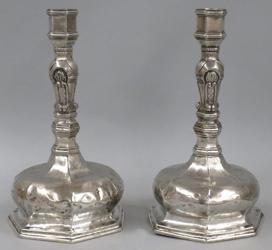 PAIR OF SPANISH COLONIAL SILVER CANDLESTICKS (1 of 3)