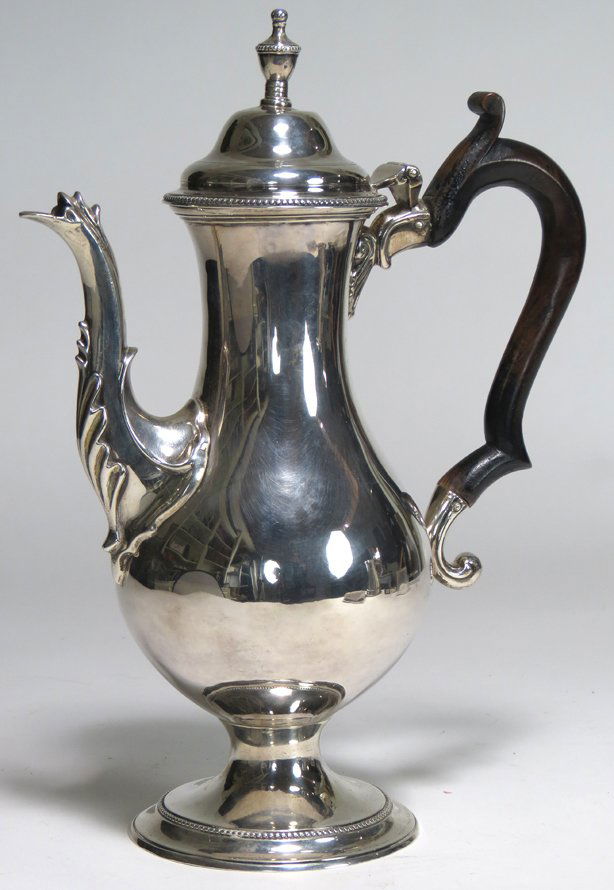 GEORGIAN SILVER FOOTED COFFEE POT (1 of 2)