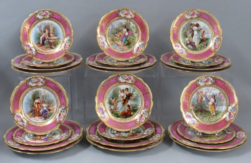 SET OF (24) AUSTRIAN HAND-PAINTED PLATES (1 of 2)