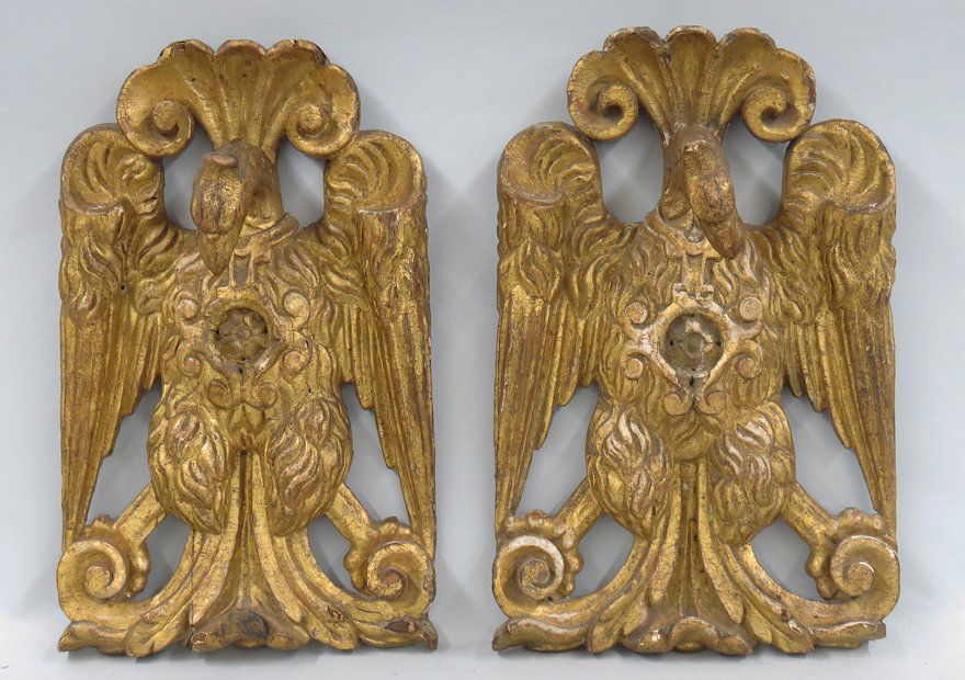 PAIR OF ITALIAN GILT CARVED EAGLE WALL PLAQUES (1 of 2)