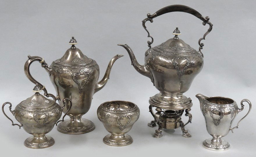 (on 5) STERLING SILVER TEA SERVICE (1 of 2)