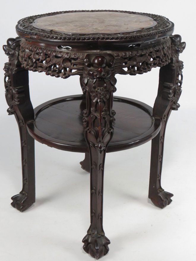 LARGE CHINESE CARVED HARDWOOD STAND (1 of 1)