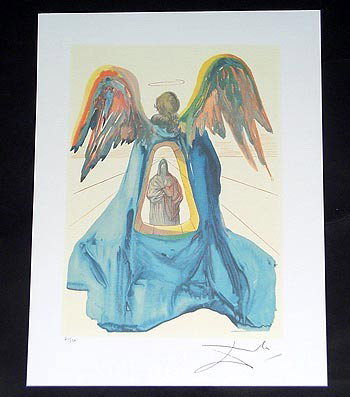 Salvador Dali - Dante Purified: Description: Up for auction is a numbered and signed Salvador Dali lithograph of "Dante Purified". The art depicts a hollowed angel with the image of a saint shining in the center. This litho is numbe