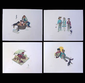 Norman Rockwell - Me & My Pal Suite of FOUR: Set of 4 Norman Rockwell Offset Lithograph Prints of "ME AND MY PAL SUITE" Numbered with Plate Signature. These prints are numbered, limited edition of ****/2000 and has plate signature "Norman Rockwe