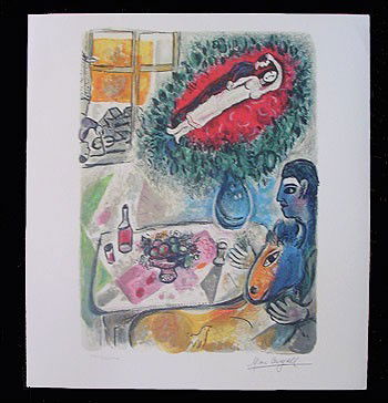 Marc Chagall - Reverie - Unframed Print: MARC CHAGALL "REVERIE" SIGNED AND NUMBERED LIMITED EDITION FINE ART PRINT, Own it! This is an extraordinary gorgeous rare Limited Edition "Reverie" Fine Art Print by the Marc Chagall, one of the most