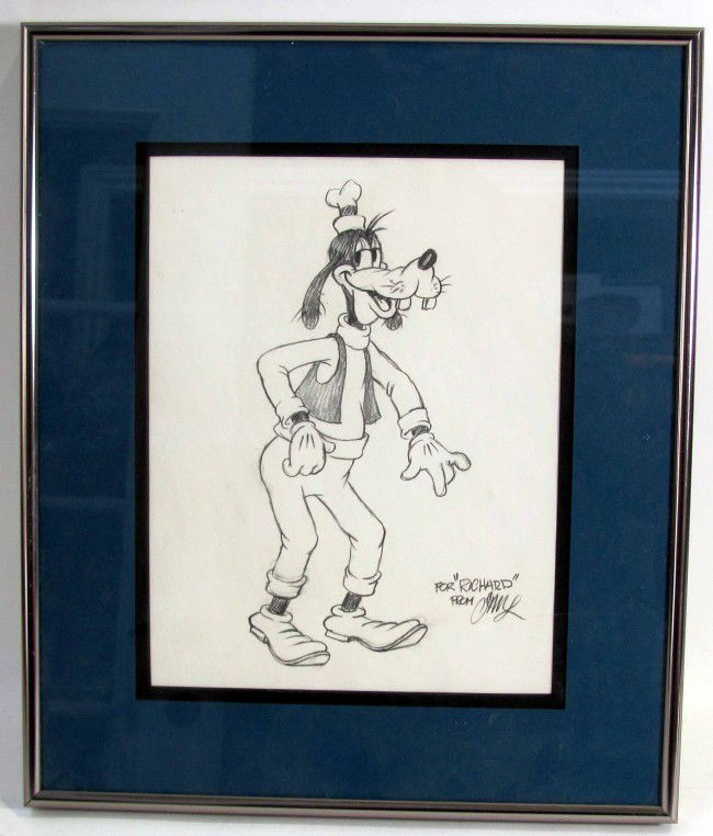 Larson Disney Studio Animator Goofy Drawing: Larson Disney Studio Animator Goofy Drawing Certificate says Animation Artist "Jack Larson" This may actually be by famous animator Eric Larson Disney Studio Animator and Artist 1980's and 1990's Penc