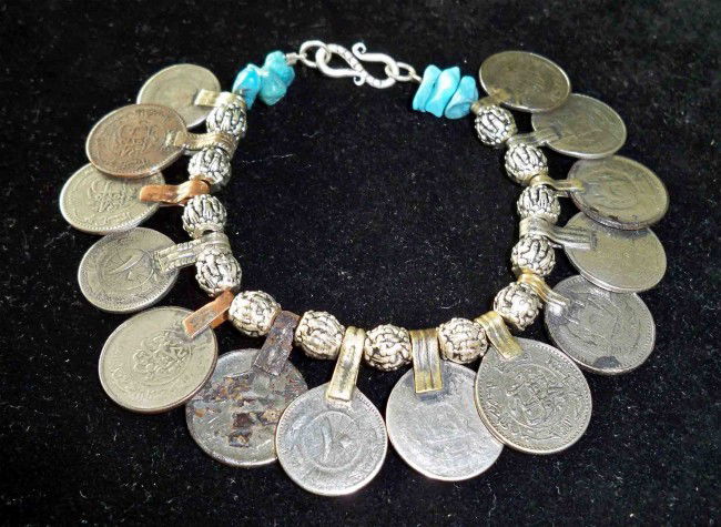 Antique Persian Beautifully Hand Made Coin Bracelet: Antique Persian/Iranian Hand Crafted Coin Bracelet includes amazing textures.