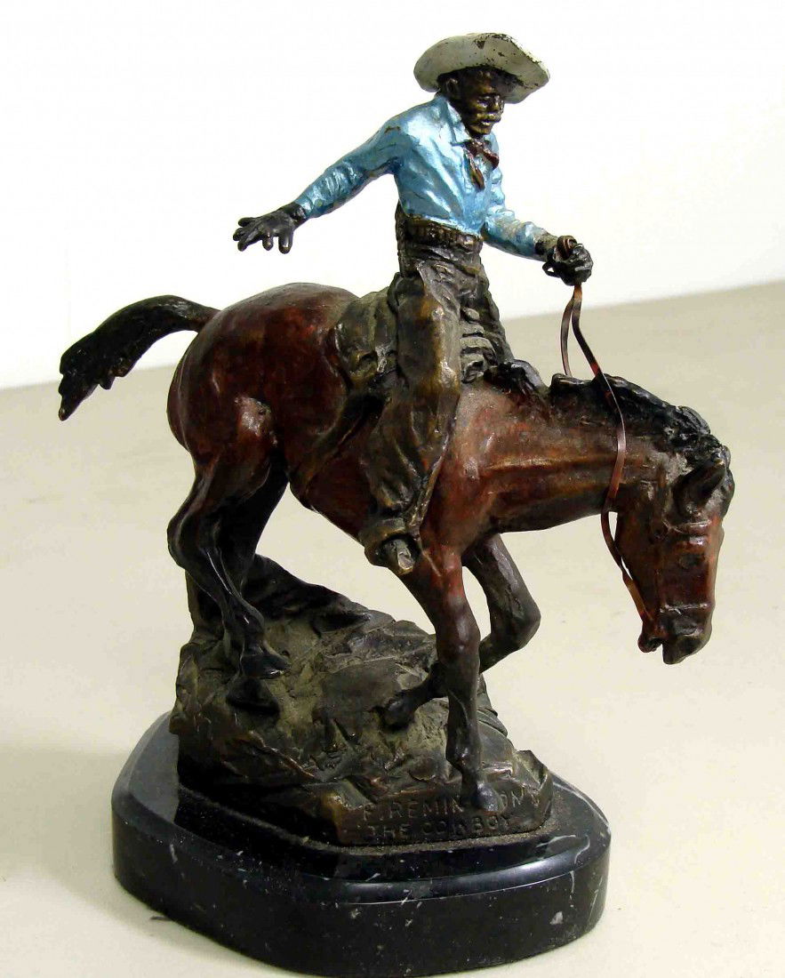 264 Replica Remington The Cowboy Bronze Statue Signed
