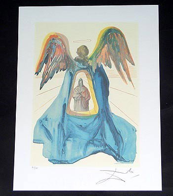 Salvador Dali - Dante Purified UF Lithograph: Up for auction is a numbered and signed Salvador Dali lithograph of "Dante Purified". The art depicts a hollowed angel with the image of a saint shining in the center. This litho is numbered and facsi