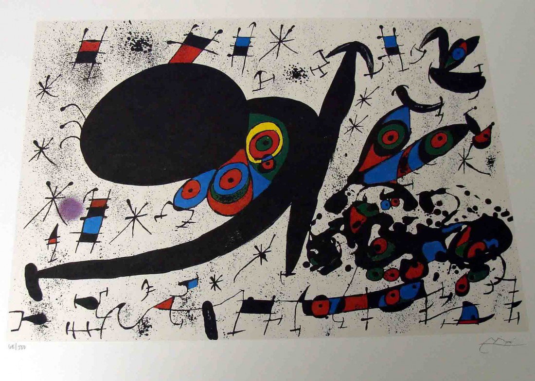 Joan Miro "Hommage to Joan Pratts" Fascimile signed/num: Hommage to Joan Pratts Size: 18 1/2 x 24 paper size Offset lithograph