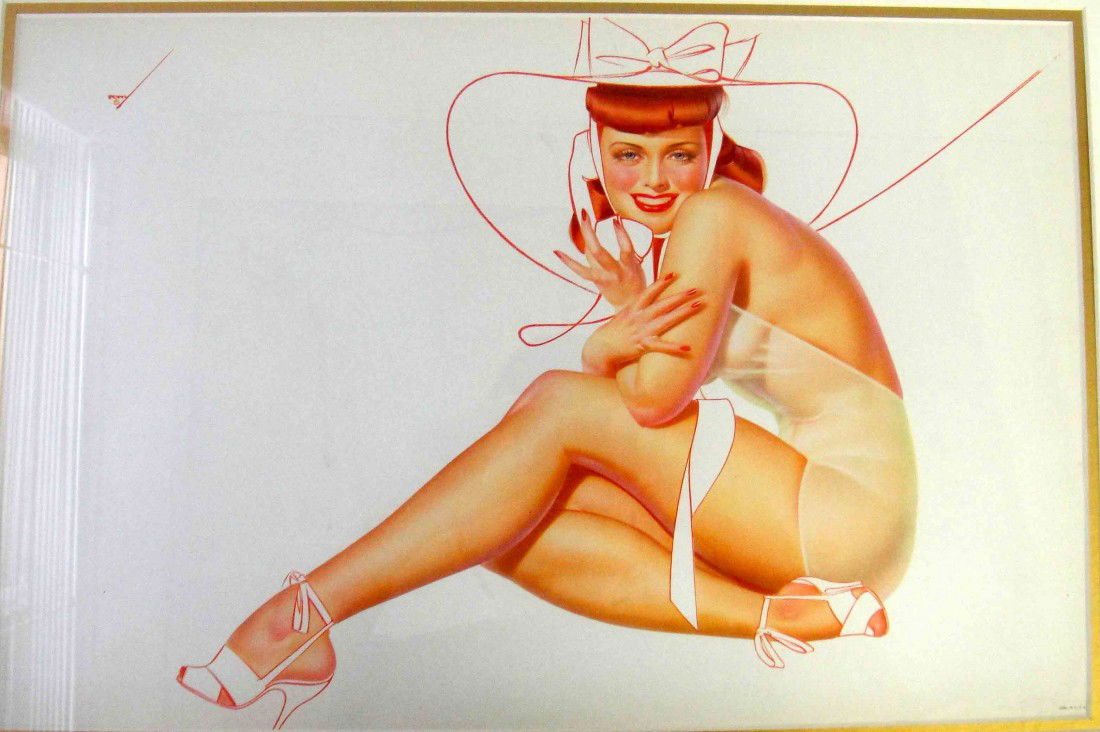1940's Alberto Vargas Pin-Up Art "The Petty Girl": 1940's Alberto Vargas Pin-Up Art "The Petty Girl" USA Lithograph. Image Paper Size: 18" x 12" Framed Size: 27" x 20"