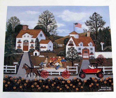 Jane Wooster Scott "Road Rage" Ltd Ed Signed UF: Wooster Scott "Road Rage" Title: Road Rage Artist: Joan Wooster Scott Media: Offset Lithograph on Paper Year: 2007 Limited Edition of 590 Fate of the Plate: Destroyed Image Size: 11" X 13.75" Artist S