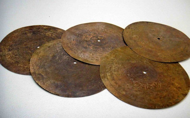 300 Year Old Astrology Judaic Bronze Plate from A: 300 Year Old Astrology Judaic Bronze flat Plates from Afghan. All Five Plats are included. Condition: Antique in 300 Year Old Astrology Judaic Bronze flat Plates from Afghan. All Five Plats are includ