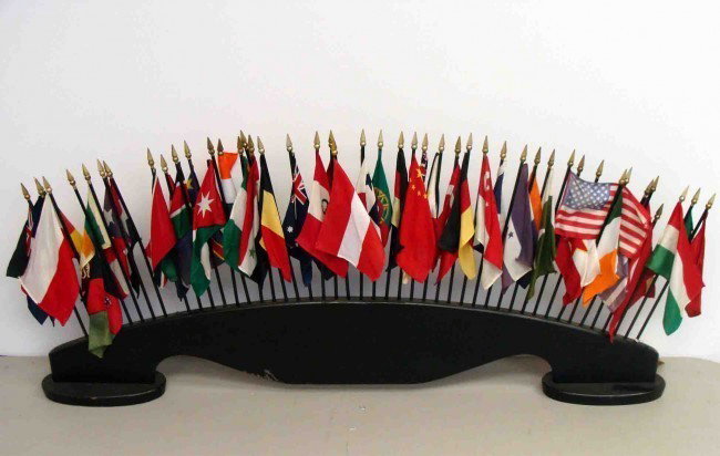 Antique Hand-Made World International Flags Wood: Antique Hand Made World International Flags on Wood surface Condition Report Antique in Mint Condition, Might be missing some flags. Sold AS-IS W121