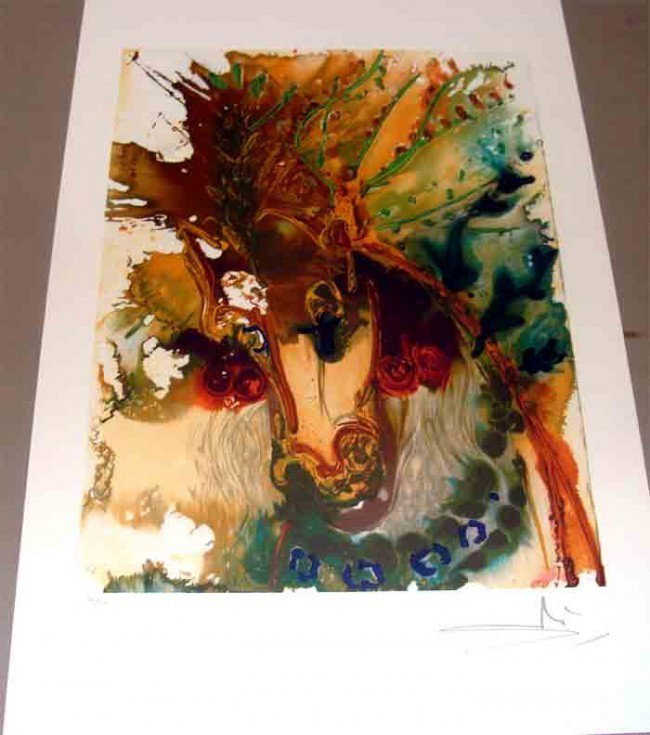 Dali Abstract Horse's Head Limited Ed Print 364/50: Abstract Horse's Head by Salvador Dali a Limited edition of 360/500 plates destroyed. Singned with a facsimile signature. Dimensions 22" by 15" UNFRAMED Condition Report Excellent