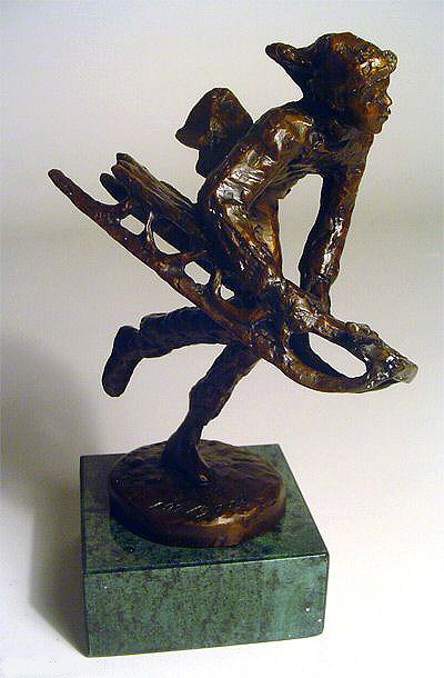 "Down The Hill" Bronze by Dennis Smith Limited Edi: "Down The Hill" Bronze by Dennis Smith from the Salt Lake 2002 Olympic Dreams Collection, a Limited Edition with a Certificate of Authenticity. This sculpture depicts a boy sledding. The title of this