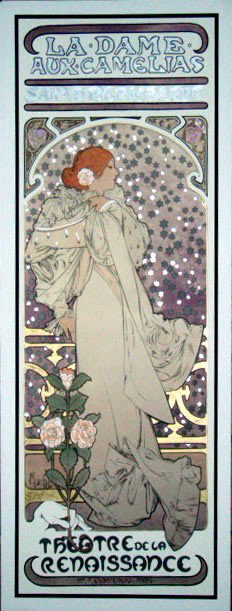 Alphonse Mucha "La Dame aux Camelias" Limited Edi: Giclee Hand Embellished in Silver and Gold.Giclee on Paper Hand Embellished in Silver and Gold .45" x 17"