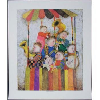 KIOSQUE A MUSIQUE Colorful Happy Boulanger Art: This wonderful print — "Kiosque a Musique" — is by the popular artist Garciela Rodo Boulanger: Off-set on lightly pebbled paper Sheet size: 27½ × 32 Excellent condition; never mounted, matted or