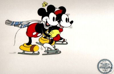 Mickey & Minnie On Ice - Limited Edition Disney S: Mickey & Minnie On Ice - Limited Edition Disney Serigraph Cel - Fine Art Walt Disney Serigraph Cel.over all size is 11x14.