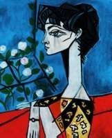 Pablo Picasso "Portrait of Jacqueline Roque w Flo: Pablo Picasso "Portrait of Jacqueline Roque w Flowers"Limited Edition Giclee on Paper Approximate Sizes (Paper): 20"x 13"