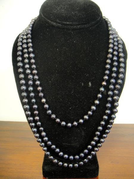 LONG 68" 7-7.5mm AAA Freshwater Black Pearl Neckla: Genuine 68" 7-7.5mm AAA Freshwater Black Pearl Necklace Beautiful, Elegant Pearl Jewelry.