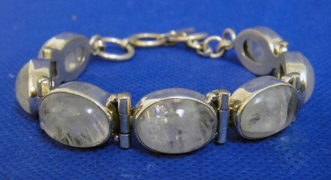Handmade Natural Moonstone Sterling Silver Bracelet: Handmade Natural Moonstone Sterling Silver Bracelet