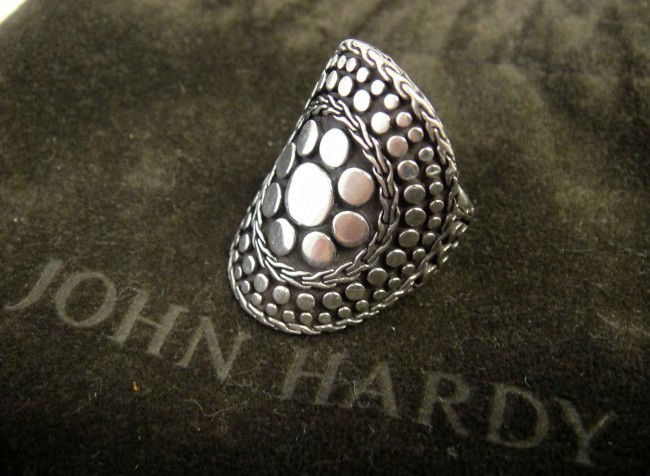 Genuine John Hardy Hammered Sterling Silver Ring: Guaranteed Genuine John Hardy Sterling Silver Ring with beautiful engravings comes with Genuine Dust bag.