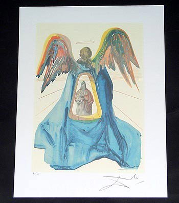 Salvador Dali - Dante Purified: Description: Up for auction is a numbered and signed Salvador Dali lithograph of "Dante Purified". The art depicts a hollowed angel with the image of a saint shining in the center. This litho is numbe