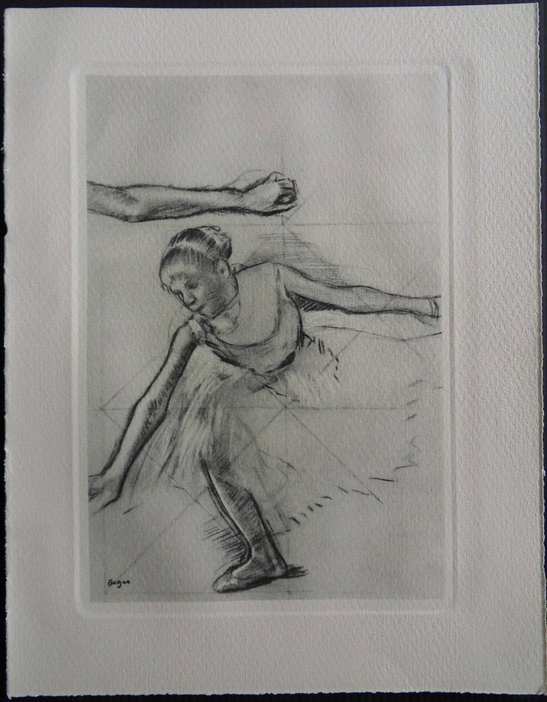 Edgar DEGAS Jeune Ballerine GRAVURE SIGNED ARCHES: Edgar DEGAS : "Jeune Ballerine" GRAVURE SIGNEE /ARCHES Signed, also comes with a Certificate of Authenticity from Paris, France.