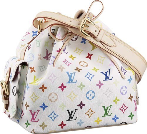 Authentic Louis Vuitton Petit Noe Leather Mono Handbag: Authentic Louis Vuitton Petit Noe White Leather Multicolored Monogram Canvas Handbag. Comes with Original Louis Vuitton Dust Bag. Made in Spain.
