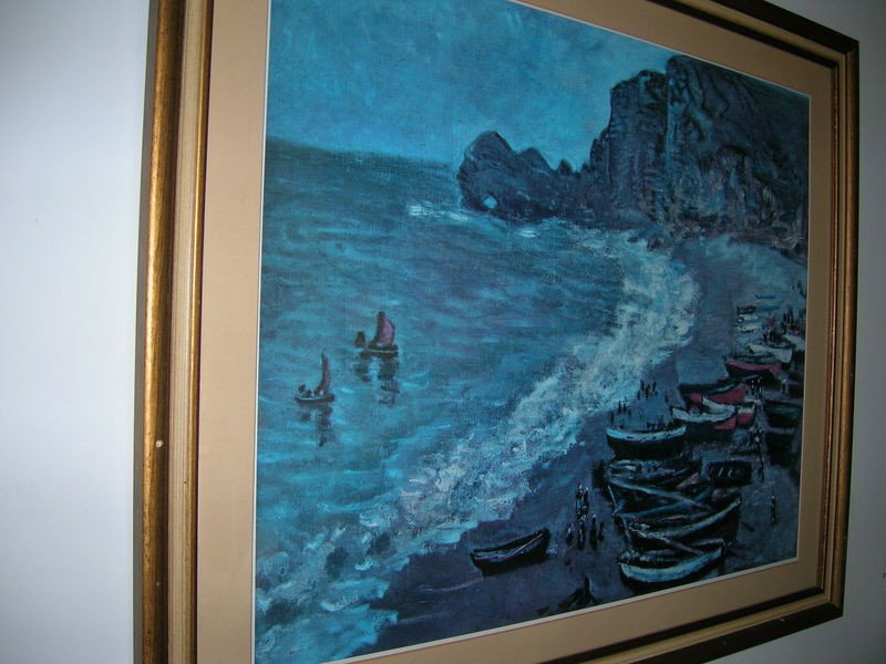 VINTAGE MONET LITHOGRAPH-PLATE SINGED-FRAMED: Vintage Claude Monet lithograph signed in the plate measures 30" x 25" quite beautiful framed and ready for hanging