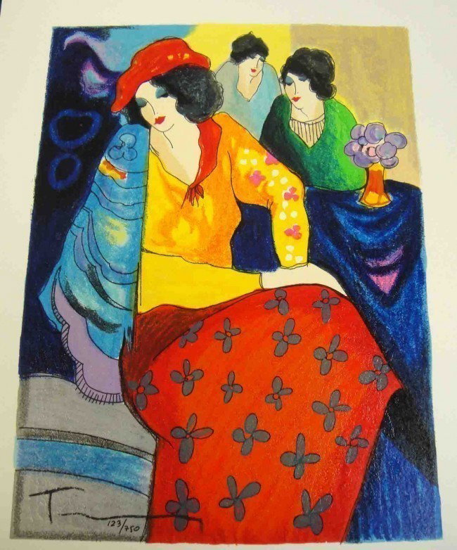 ORIGINAL Itzchak Tarkay "Blue Mood" with COA: ORIGINAL Itzchak Tarkay "Blue Mood" with COA