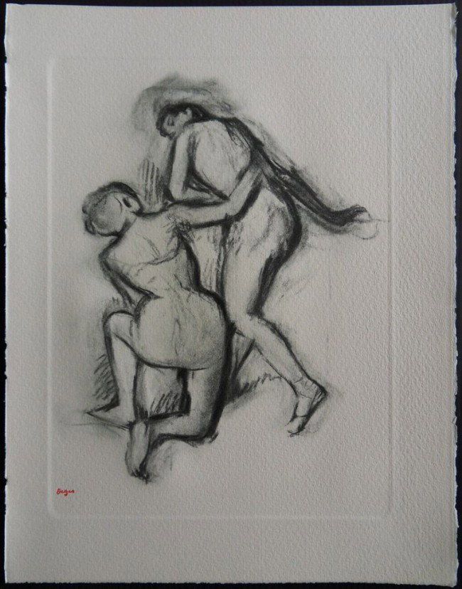 Edgar DEGAS Deux Ballerines GRAVURE SIGNED ARCHES: Edgar DEGAS : "Deux Ballerines" GRAVURE SIGNEE /ARCHES Signed, also comes with a Certificate of Authenticity from Paris, France.