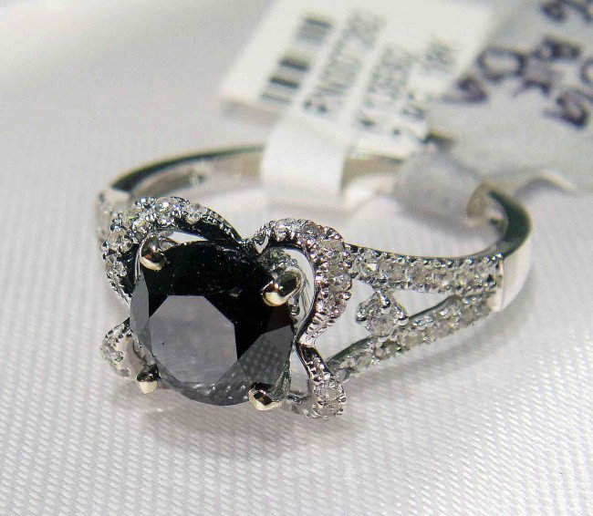 1.83ctw Black/White Diamond 18KT White Gold Ring: See Gemologist Report for any additional information/Details. K13E92 Condition report Brand New