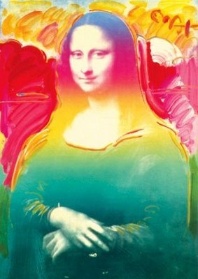 Peter Max's Mona Lisa.: Peter Max - Mona Lisa on Blends 2008 - Original Acrylic Mixed Medica Painting framed.